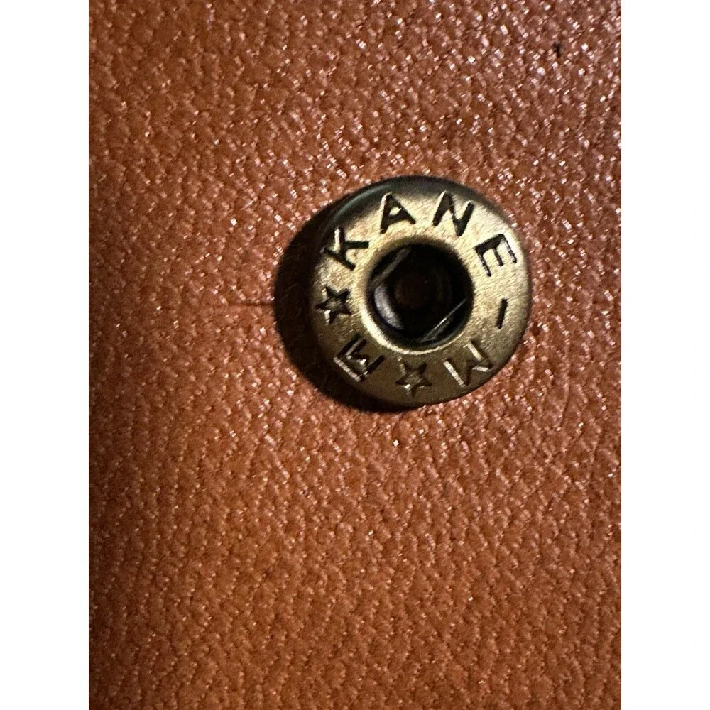 Kane M Wallet Brown Woven 100% Genuine Leather Honey Cognac Boho Minimalist Zip